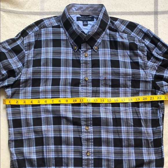 Tommy Hilfiger Blue Plaid Button-Down Shirt Men's Size Large - Picture 9 of 10